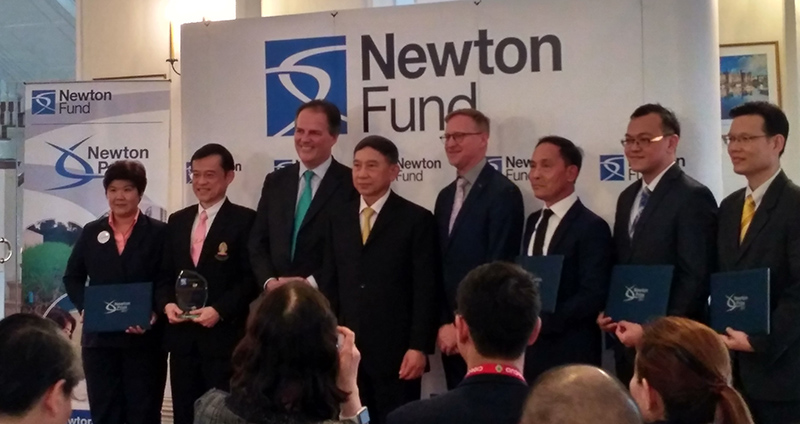 Receiving the Newton Prize at the British Embassy in Thailand